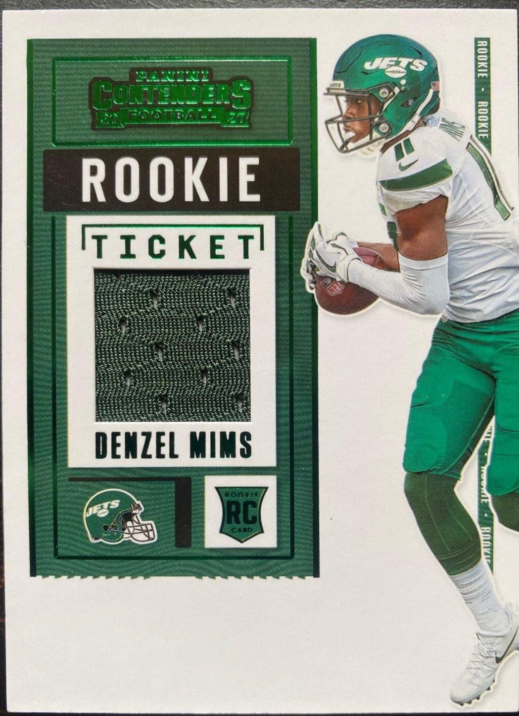 Denzel Mims #RTS-DMI Football Cards 2020 Panini Contenders Rookie Ticket Swatches