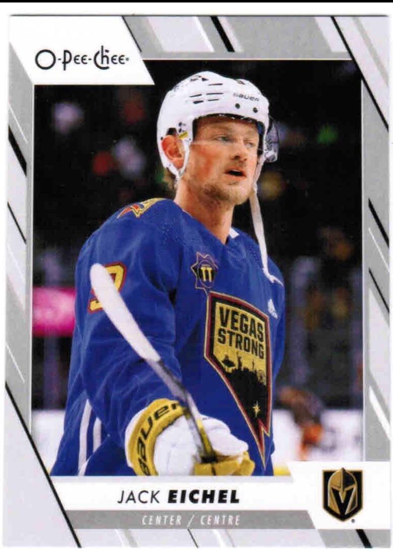 Jack Eichel #109 Hockey Cards 2023 O-Pee-Chee Pregame Warm-Up Jersey Photo