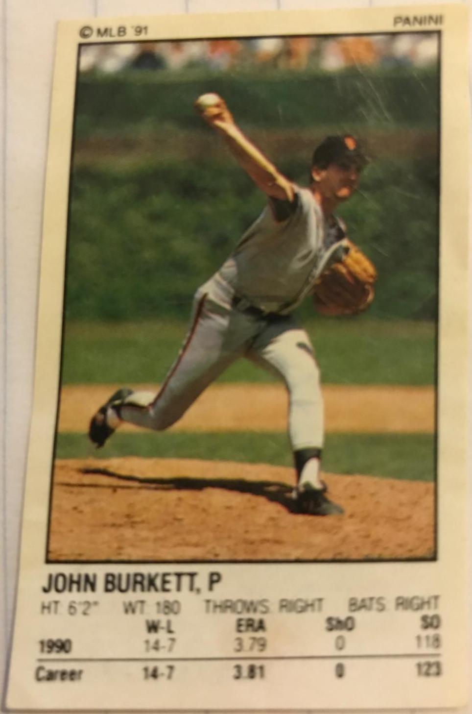 John Burkett #78 Baseball Cards 1991 Panini Stickers