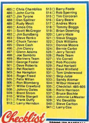Checklist 485-605 #535 Baseball Cards 1978 Topps