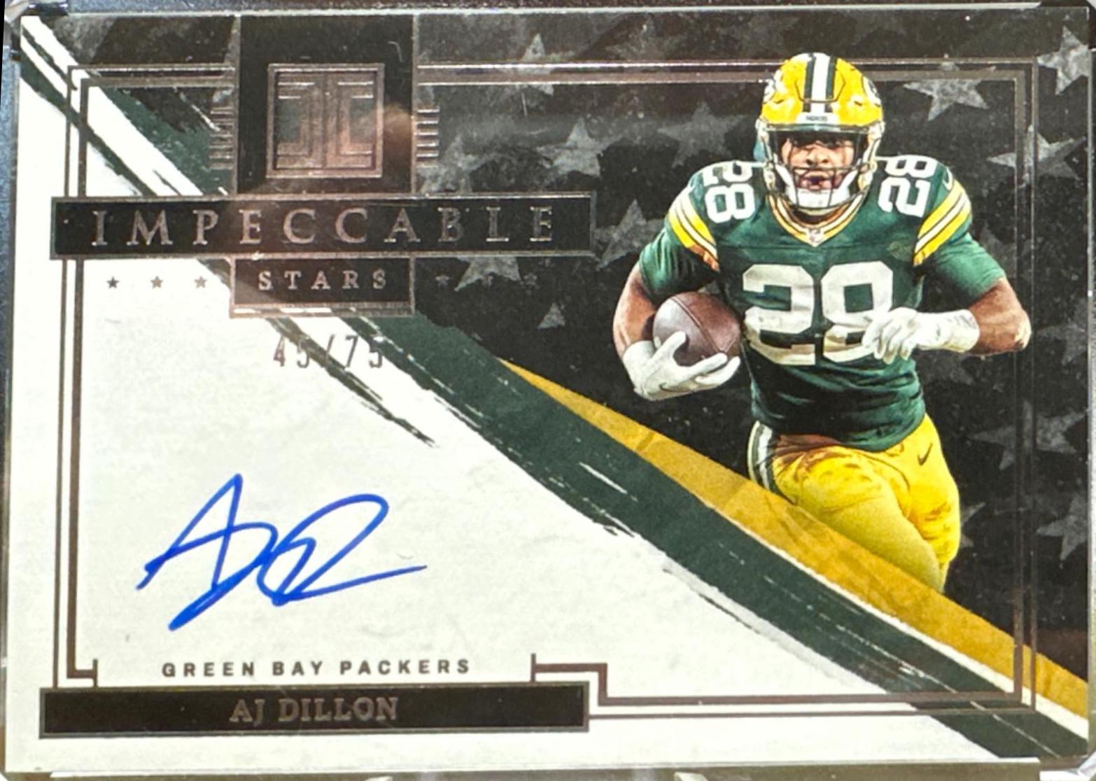 AJ Dillon Football Cards 2022 Panini Impeccable Stars Signatures