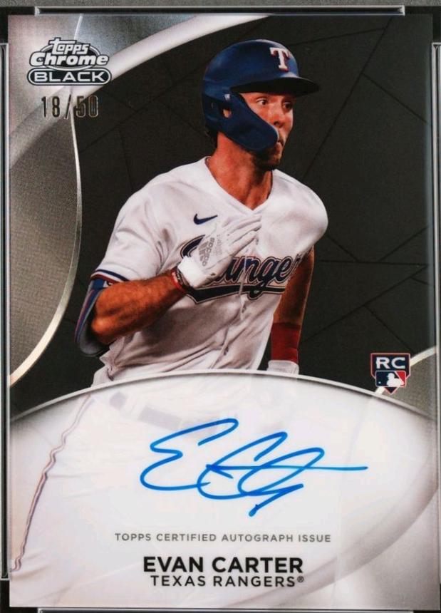 Evan Carter #CPA-EC Baseball Cards 2024 Topps Chrome Black Ivory Autograph