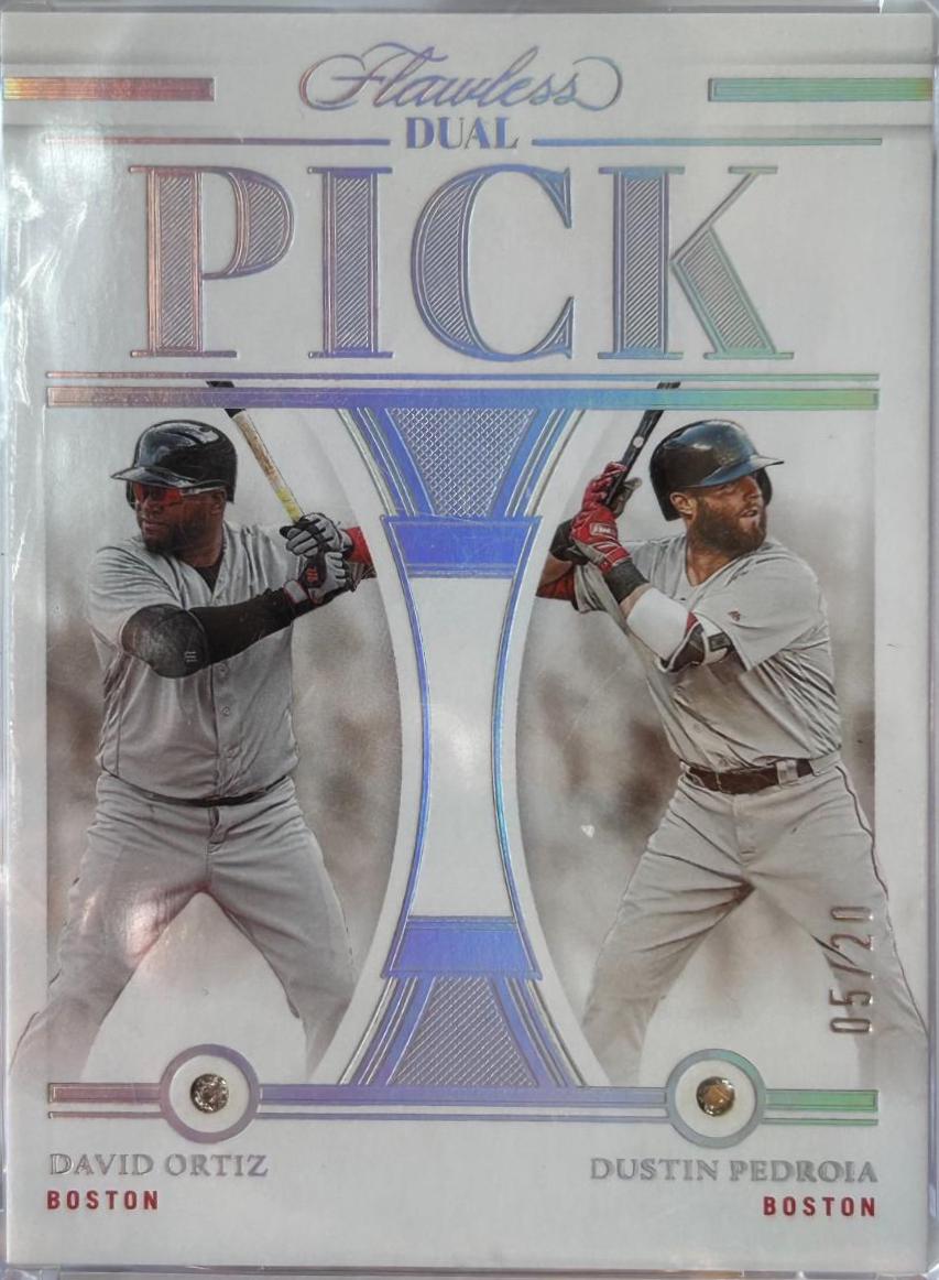 Dustin Pedroia / David Ortiz #DP-BOS Baseball Cards 2023 Panini Flawless Dual Pick Diamond