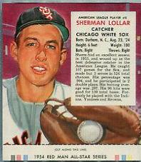 Sherman Lollar #5 Baseball Cards 1954 Red Man Tobacco