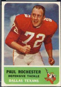 Paul Rochester #33 Football Cards 1962 Fleer