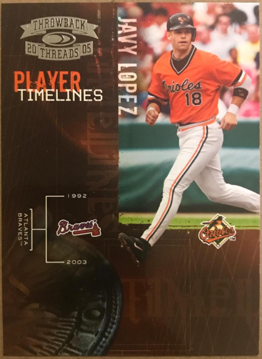 Javy Lopez #PT-10 Baseball Cards 2005 Donruss Throwback Threads Players Timelines