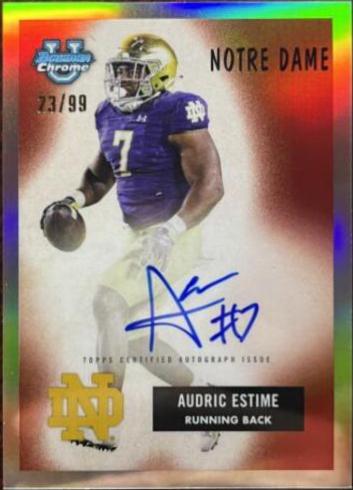 Audric Estime #55B-AE Football Cards 2023 Bowman Chrome University 1955 Autographs