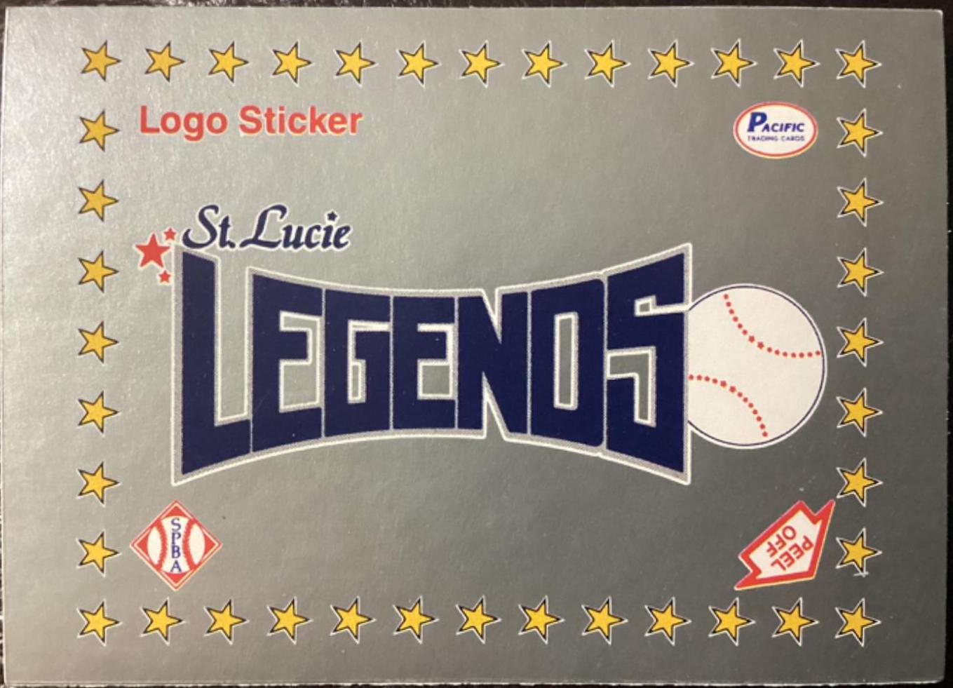 St. Lucie Legends Logo Sticker Baseball Cards 1990 Pacific Senior League