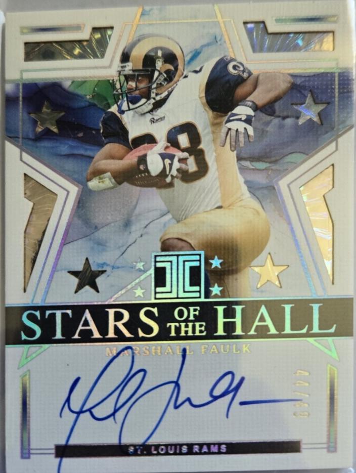 Marshall Faulk #4 Football Cards 2024 Panini Impeccable Stars of the Hall Autograph