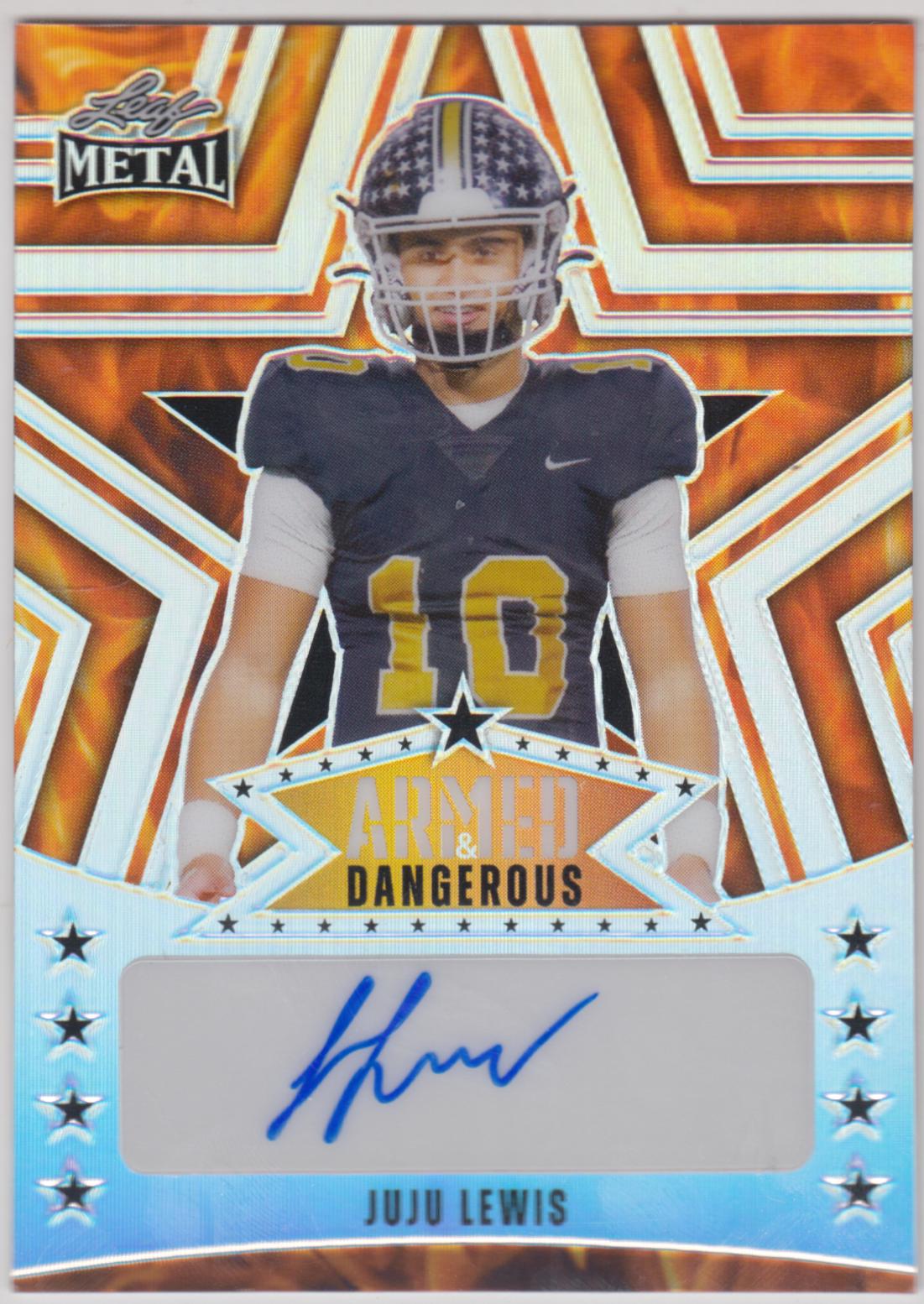 JuJu Lewis #AD-JL1 2024 Leaf Metal Armed And Dangerous Autograph Football
