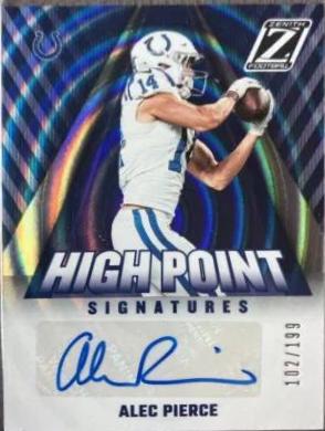 Alec Pierce #HP-APE Football Cards 2023 Panini Zenith High Point Signature