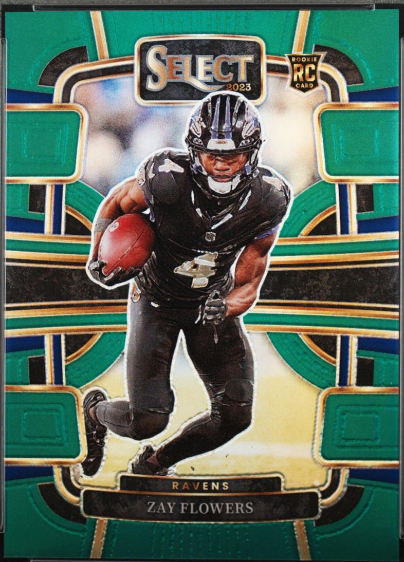 Zay Flowers [Green Prizm] #8 Football Cards 2023 Panini Select