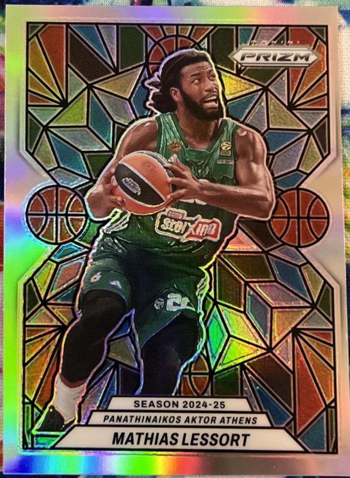 Mathias Lessort #17 Basketball Cards 2024 Panini Prizm EuroLeague Stained Glass