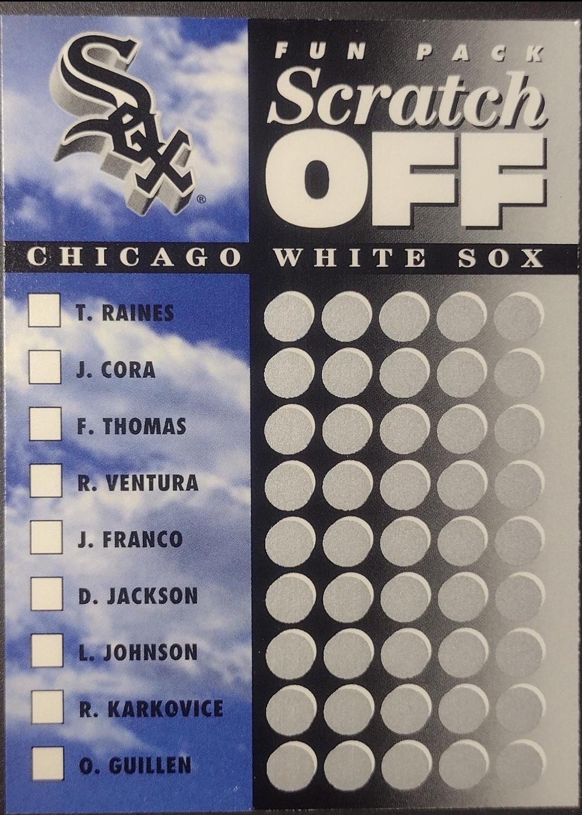 Chicago White Sox Baseball Cards 1994 Upper Deck Fun Packs Scratch Off
