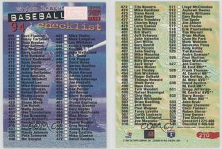 1994 Checklist Card 409-540