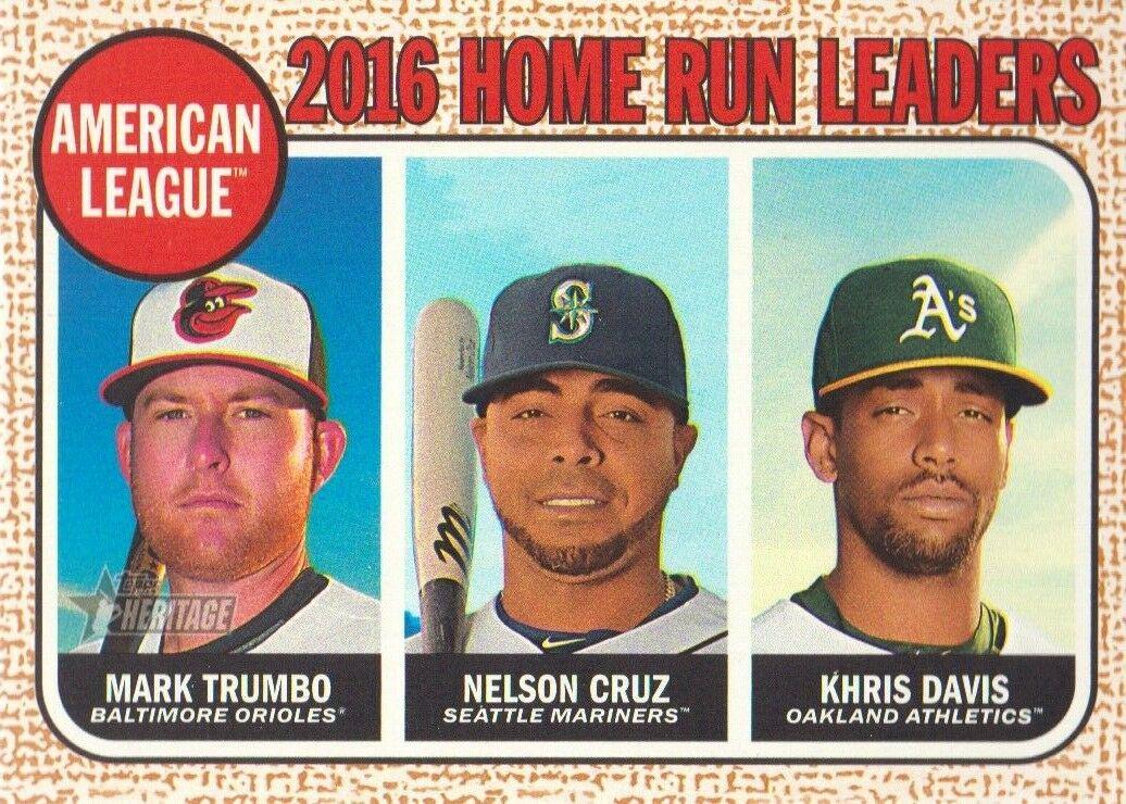 Mark Trumbo, Nelson Cruz, Khris Davis #6 Baseball Cards 2017 Topps Heritage