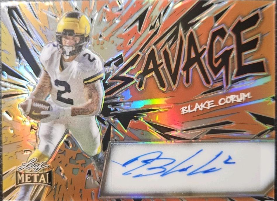 Blake Corum #S-BC1 Football Cards 2024 Leaf Metal Savage Autograph