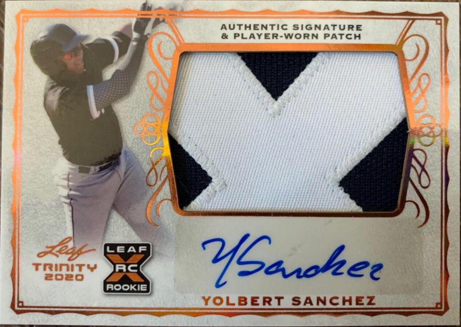 Yolbert Sanchez #PA-YS1 2020 Leaf Trinity Patch Autographs Baseball