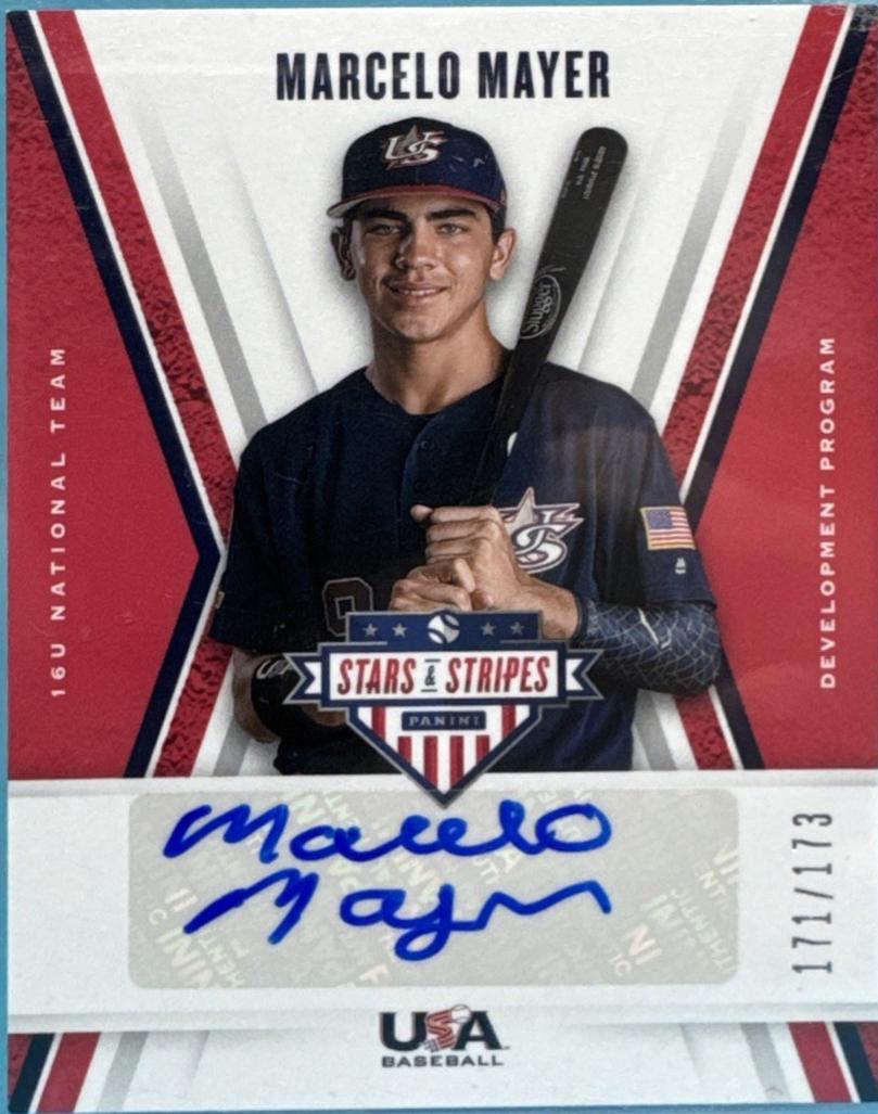 Marcelo Mayer #16U-MM Baseball Cards 2019 Panini Stars & Stripes USA 16U Signature
