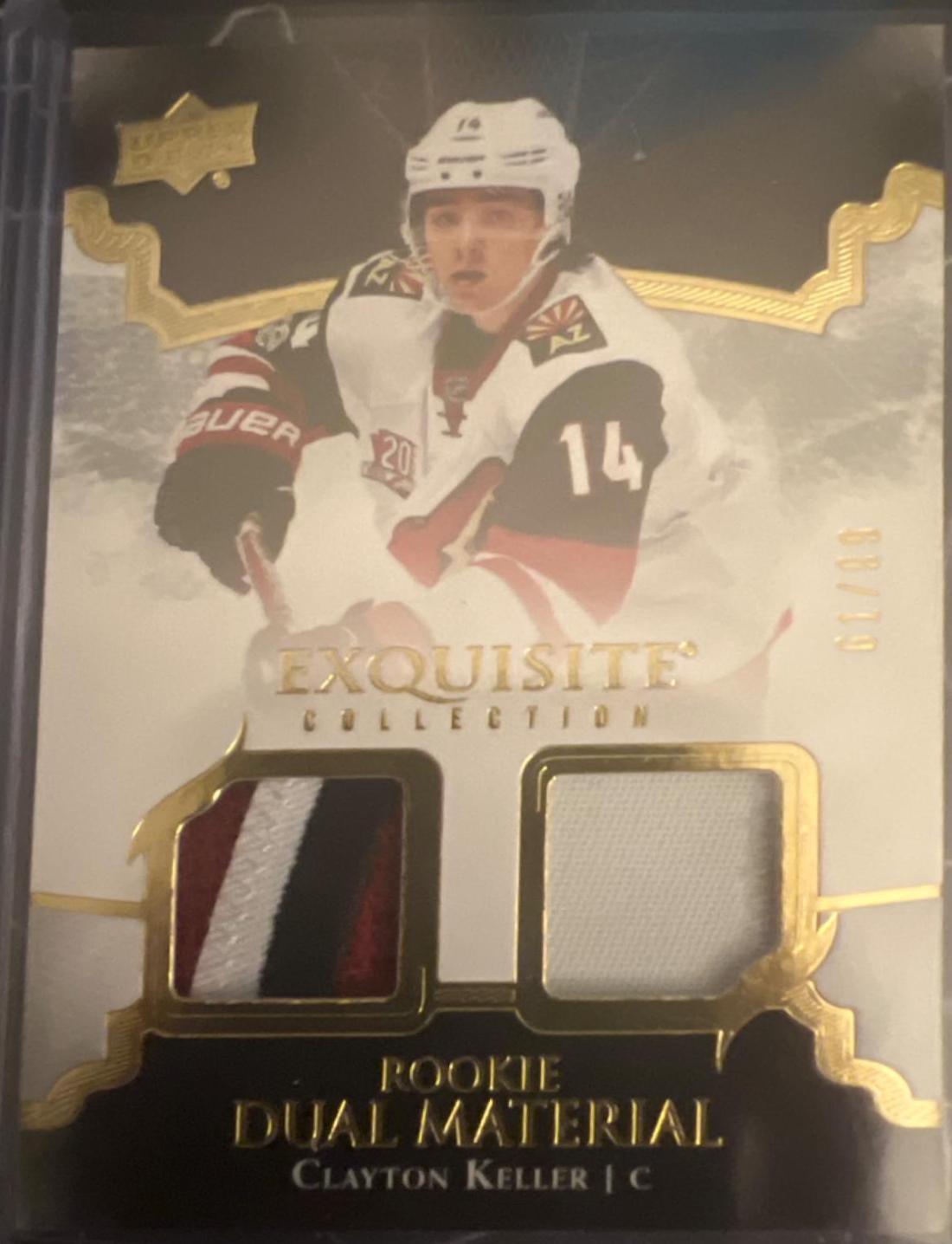 Clayton Keller #RD-CK Hockey Cards 2017 Upper Deck Black Diamond Exquisite Rookies Dual Material