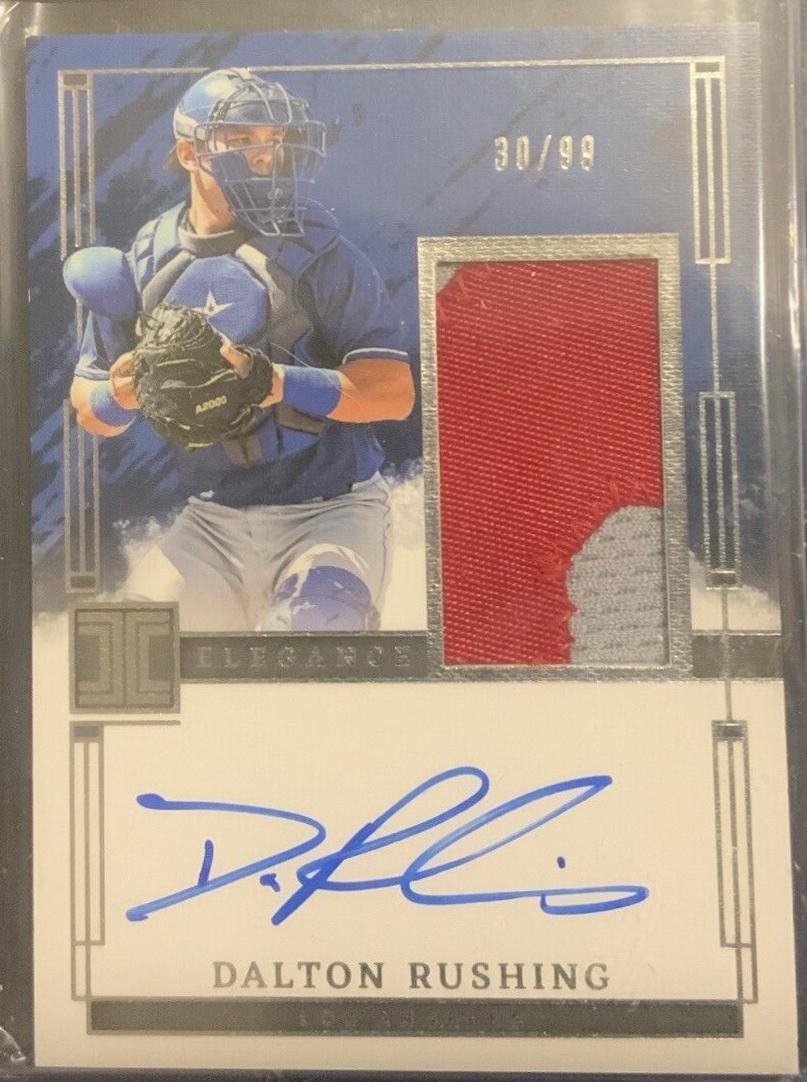 Dalton Rushing #EPJ-DR Baseball Cards 2024 Panini Impeccable Elegance Prospect Jersey Autograph