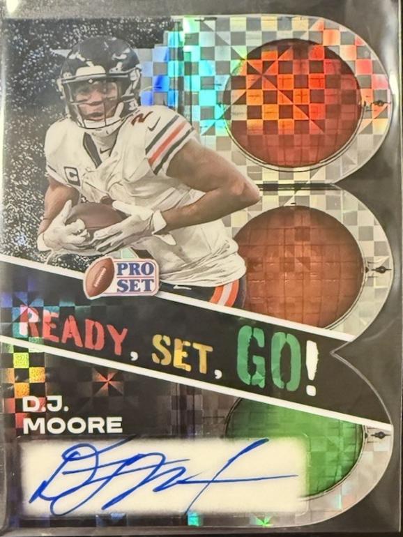 D.J. Moore #RS-DJM 2025 Leaf Pro Set Metal Ready Set Go Autograph Football