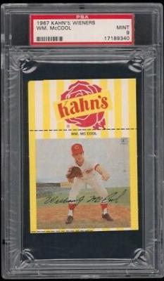 WM. McCool Baseball Cards 1967 Kahn's Wieners