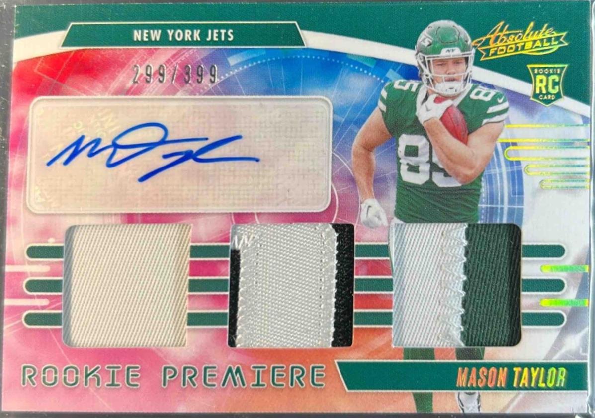 Mason Taylor #29 2025 Panini Absolute Rookie Premiere Materials Autograph Football