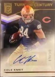Cole Kmet #TC-CK Football Cards 2020 Panini Donruss Elite Turn of the Century Autographs