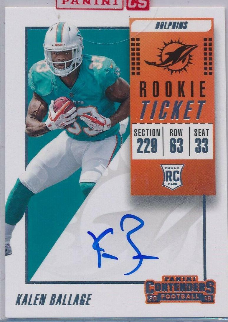 Kalen Ballage #134 Football Cards 2018 Panini Contenders Rookie Ticket