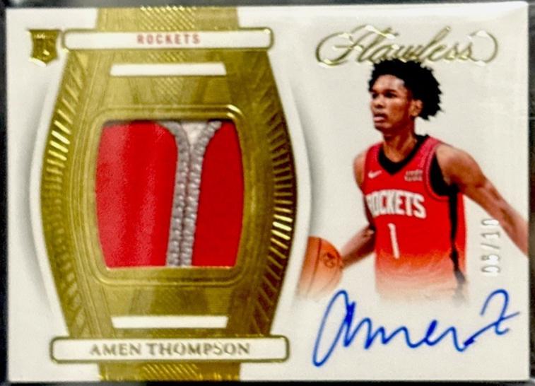 Amen Thompson #3 Basketball Cards 2023 Panini Flawless Rookie Autograph