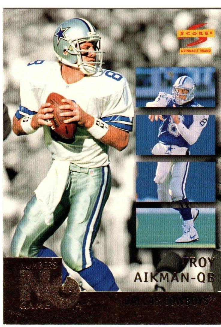 Troy Aikman #7 Football Cards 1996 Panini Score Numbers Game