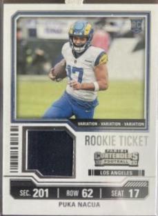 Puka Nacua #TS13 Football Cards 2023 Panini Contenders Rookie Ticket Swatch