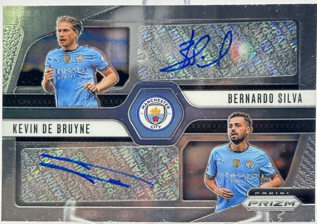 Bernardo Silva / Kevin De Bruyne #3 Soccer Cards 2024 Panini Prizm Premier League Dual Signature