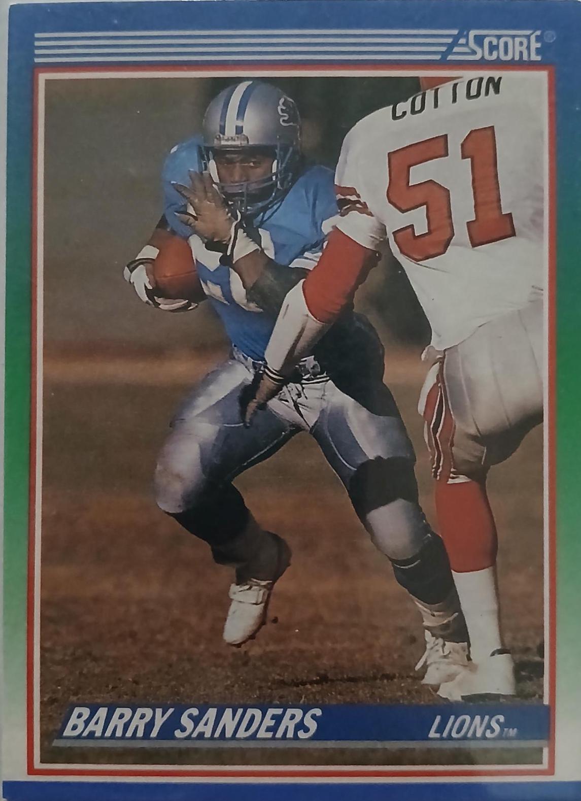 Barry Sanders #5 Football Cards 1990 Panini Score 100 Hottest