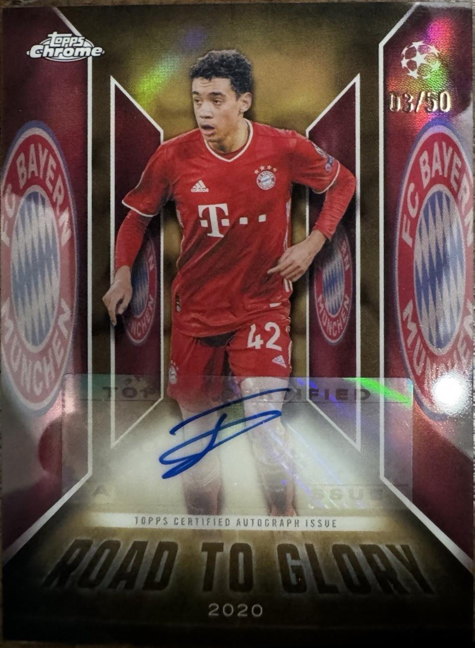 Jamal Musiala #RTG-MU 2025 Topps Chrome UEFA Road To Glory Autograph