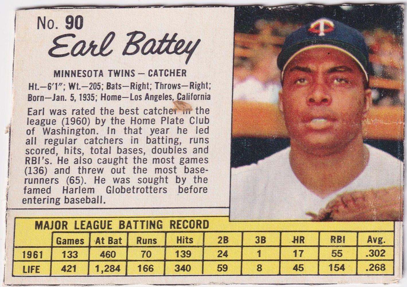 Earl Battey #90 1962 Jell O Baseball
