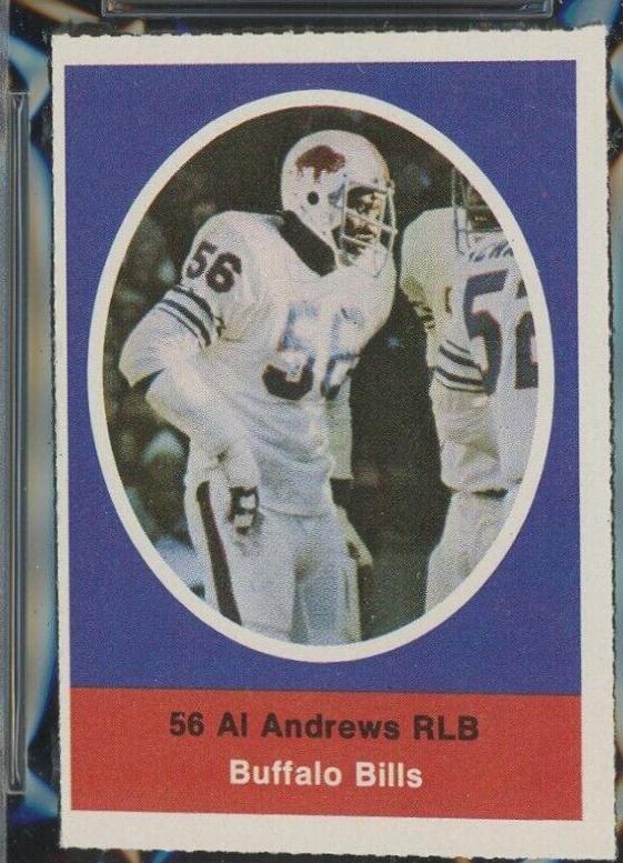 Al Andrews Football Cards 1972 Sunoco Stamps