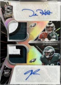 Jalen Hurts/Jalen Reagor #RDPA-JAJ Football Cards 2020 Panini Spectra Rookie Dual Patch Autographs