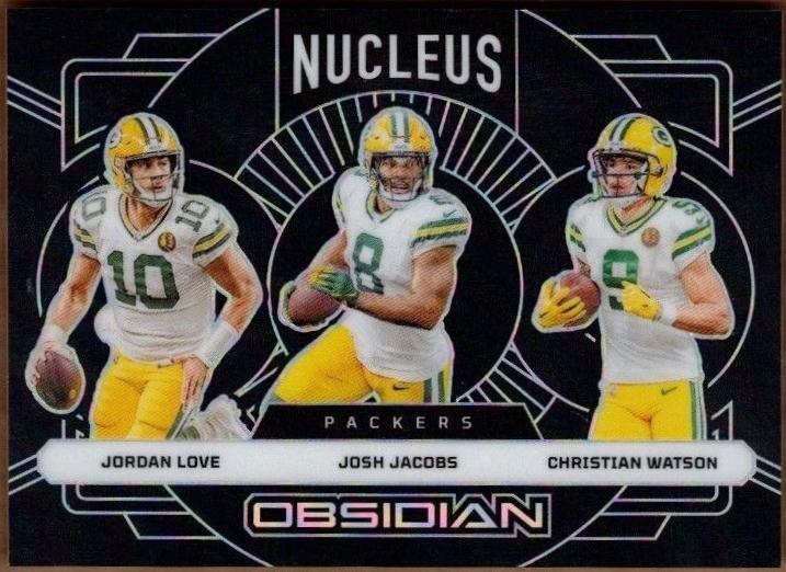 Christian Watson / Jordan Love / Josh Jacobs #4 Football Cards 2024 Panini Obsidian Nucleus