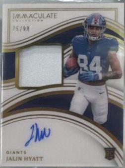 Jalin Hyatt #9 Football Cards 2023 Panini Immaculate Signature Patch Rookie