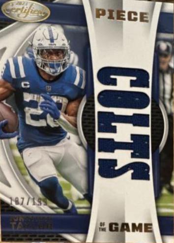 Jonathan Taylor #POG-25 Football Cards 2023 Panini Certified Piece of the Game