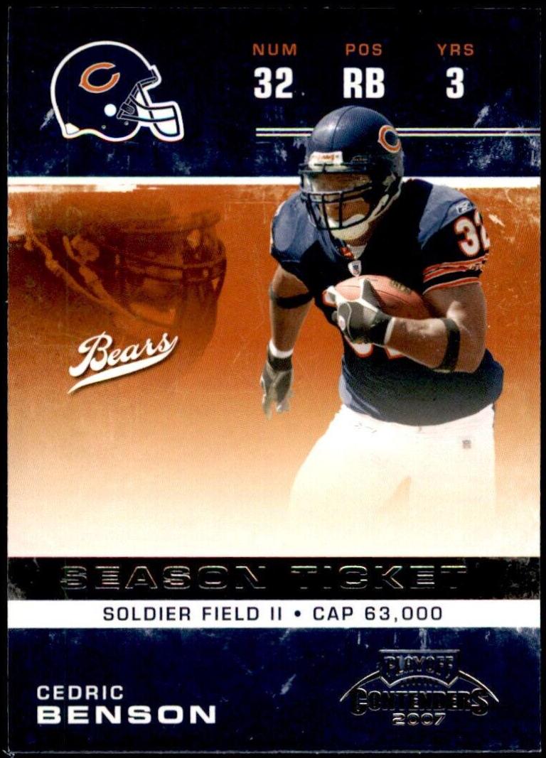 Cedric Benson #19 Football Cards 2007 Playoff Contenders