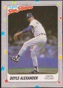 Doyle Alexander #23 Baseball Cards 1988 Fleer Star Stickers