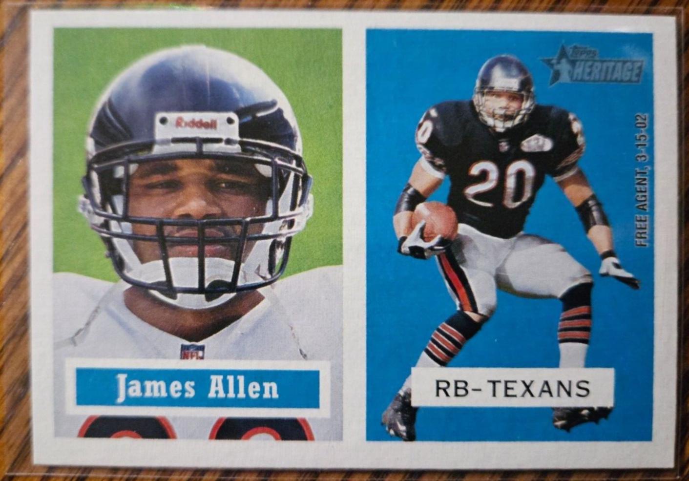 James Allen #22 Football Cards 2002 Topps Heritage
