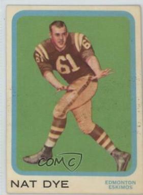 Nat Dye #28 Football Cards 1963 Topps CFL