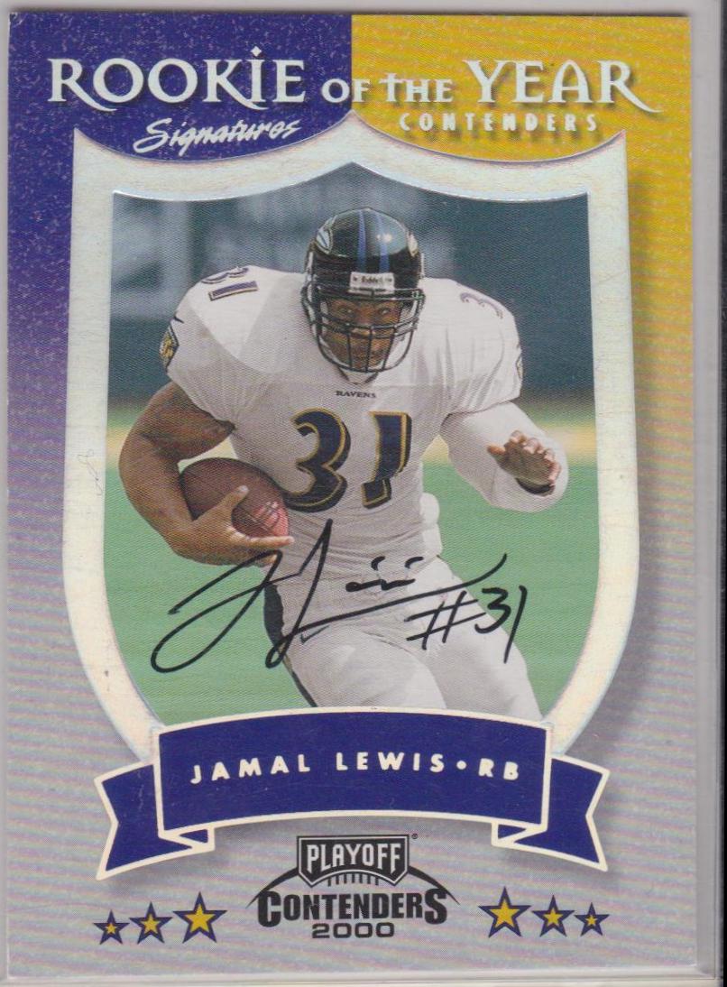 Jamal Lewis #ROY2 Football Cards 2000 Playoff Contenders ROY Autographs