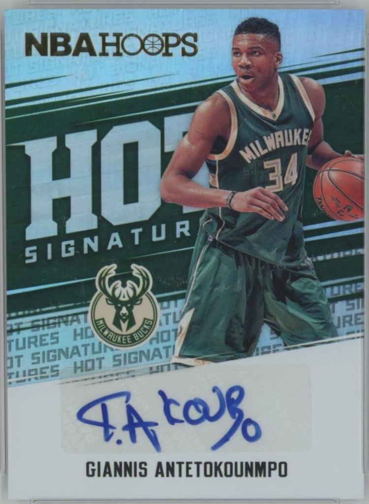 Giannis Antetokounmpo #HS-GA Basketball Cards 2017 Panini Hoops Hot Signatures