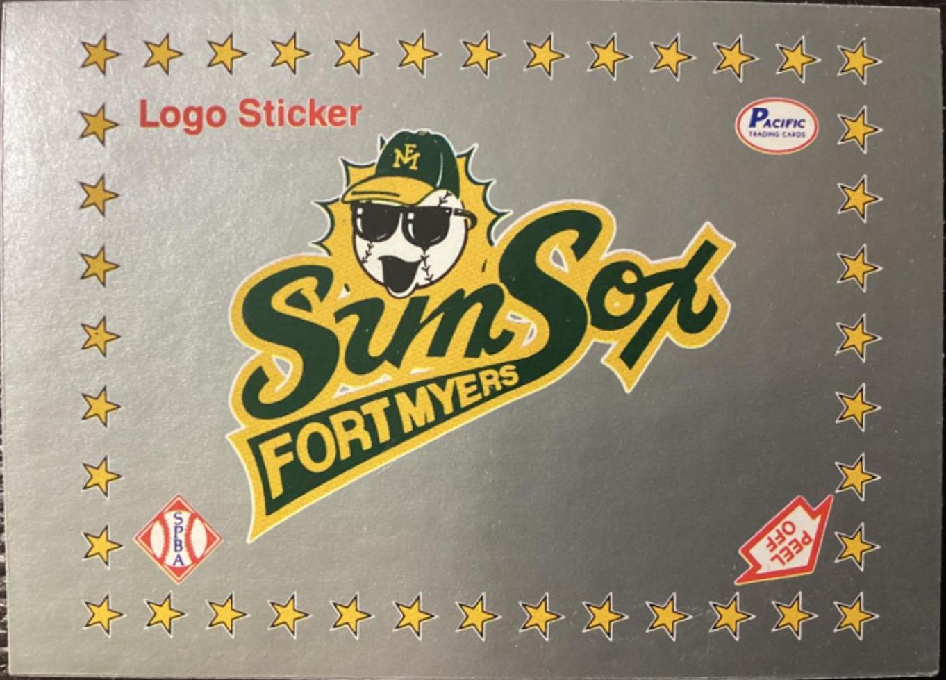 Fort Myers’s Sun Sox Logo Sticker Baseball Cards 1990 Pacific Senior League