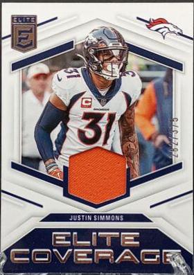 Justin Simmons #10 Football Cards 2023 Panini Donruss Elite Coverage